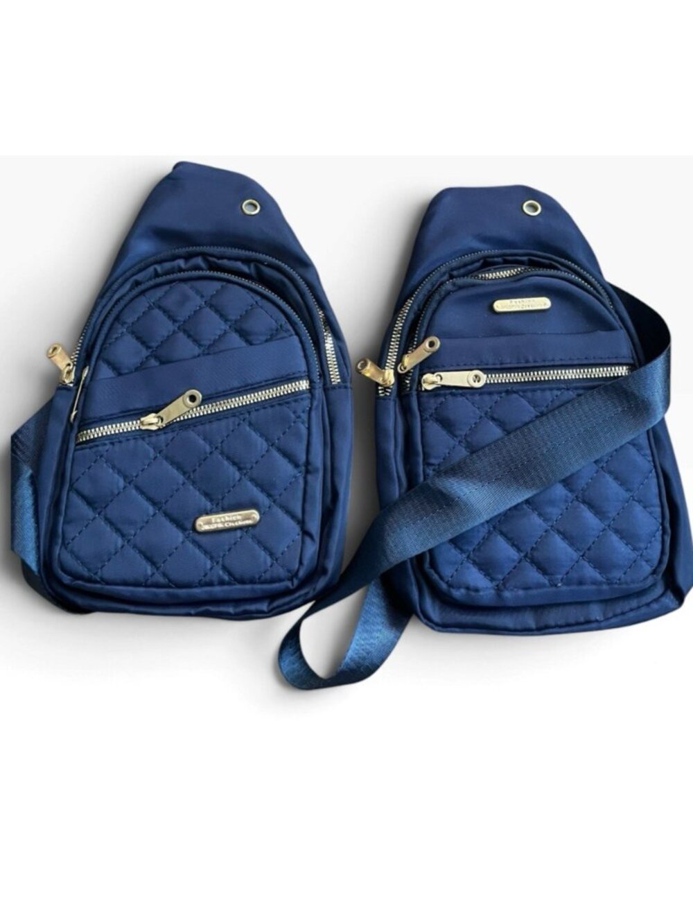 Lot of 2 Navy Quilted Crossbody Sling Bag Shoulder Purse NWT